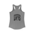 Grandma Lifts - Women's Ideal Racerback Tank - White Logo Front & Back