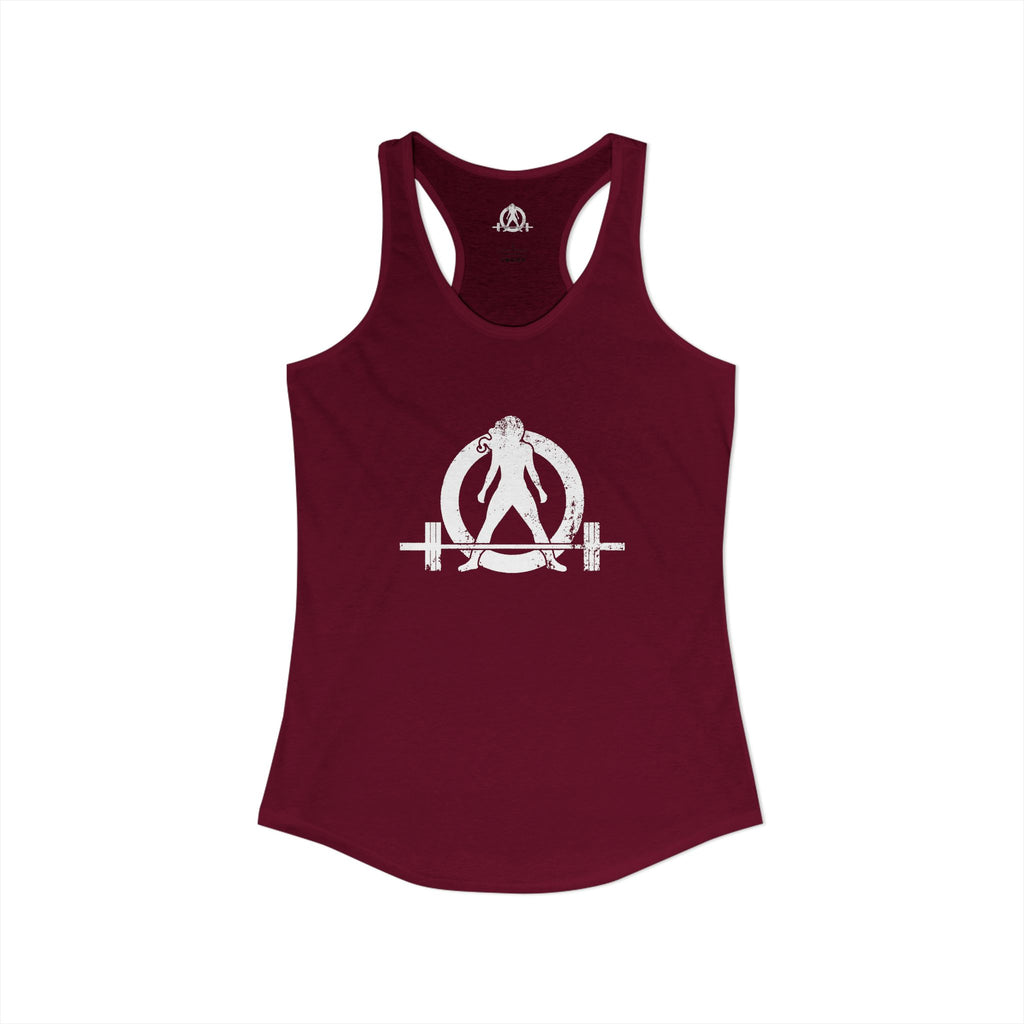 I Could Squat You - Women's Ideal Racerback Tank - White Logo Front & Back