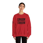 Iron Sharpens Iron - Unisex Heavy Blend™ Crewneck Sweatshirt - Front Black Logo - Plain Back