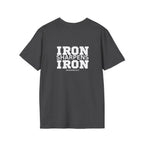 Iron Sharpens Iron - Unisex Softstyle T-Shirt - White Logo Front & Back