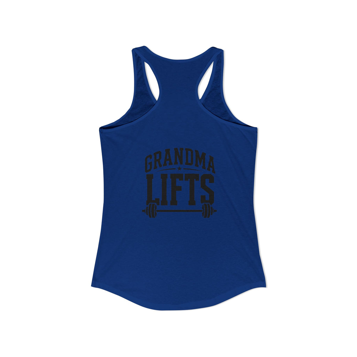 Grandma Lifts - Women's Ideal Racerback Tank - Black Logo Front & Back