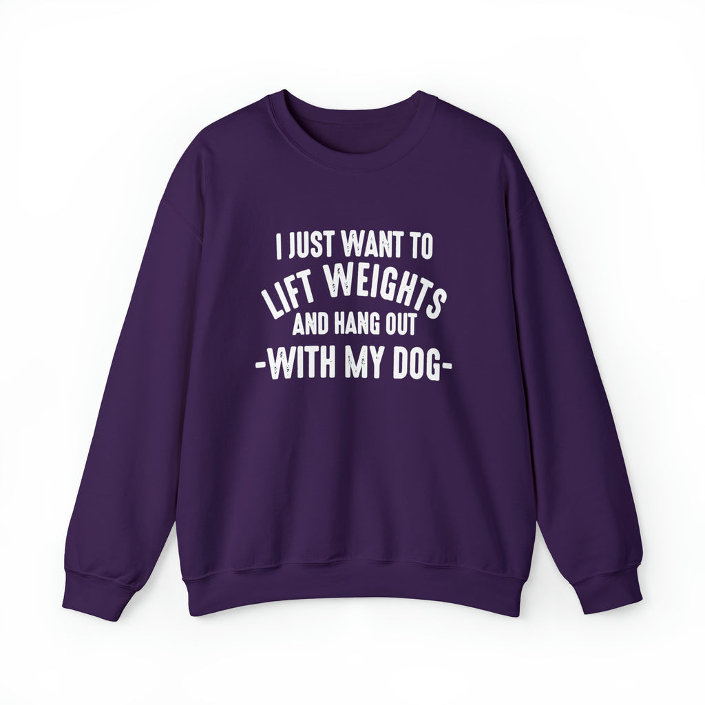 Lift Weights & Hang Out With My Dog - Unisex Heavy Blend™ Crewneck Sweatshirt - Light Logo