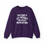 Lift Weights & Hang Out With My Dog - Unisex Heavy Blend™ Crewneck Sweatshirt - Light Logo