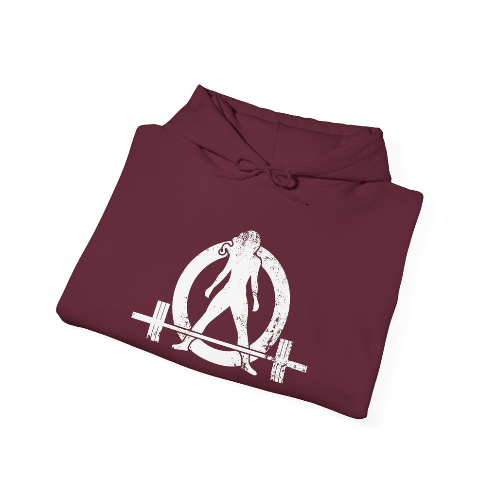 Strong Not Skinny - Unisex Heavy Blend Hooded Sweatshirt - White Distressed Logo