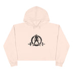 Empowered Crop Hoodie – For Strong Women Who Lift - Black Distressed Logo