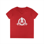 Ladies' V-Neck T-Shirt - Classic White Logo