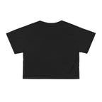 Crop Tee AOP - Black - White Distressed Logo