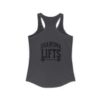 Grandma Lifts - Women's Ideal Racerback Tank - White Logo Front & Back