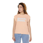 Bench. Press. Women’s Muscle Tee — Flowy Rolled Cuff Gym Top