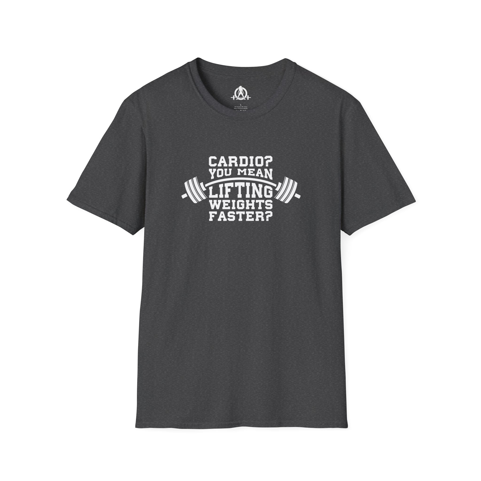 Cardio? Lift Weights Faster - Unisex Softstyle T-Shirt - Front Logo
