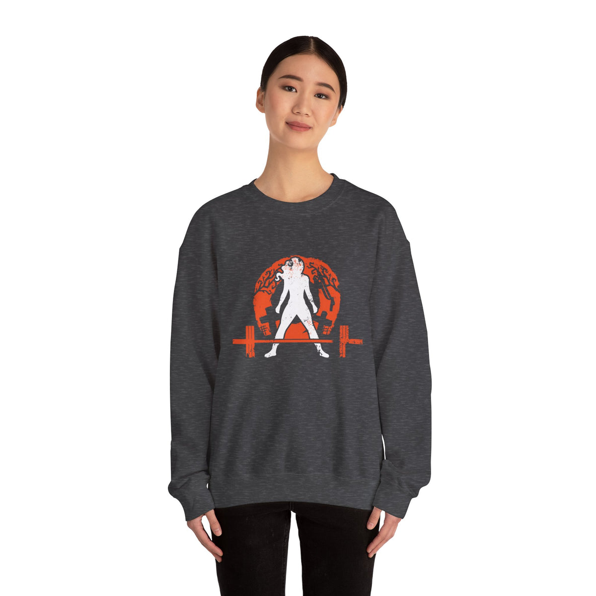 Halloween Graveyard - Unisex Heavy Blend™ Crewneck Sweatshirt - White Logo on Front