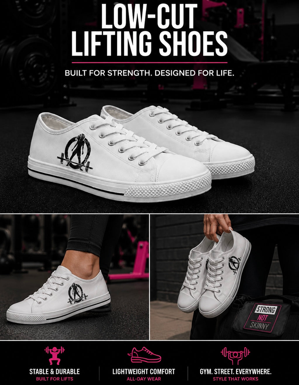 Women's Low Top Sneakers - Distressed Black Logo