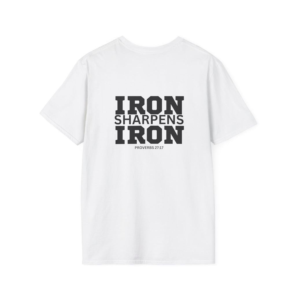 Iron Sharpens Iron - Unisex Softstyle T-Shirt - Black Logo Front & Back