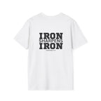 Iron Sharpens Iron - Unisex Softstyle T-Shirt - Black Logo Front & Back