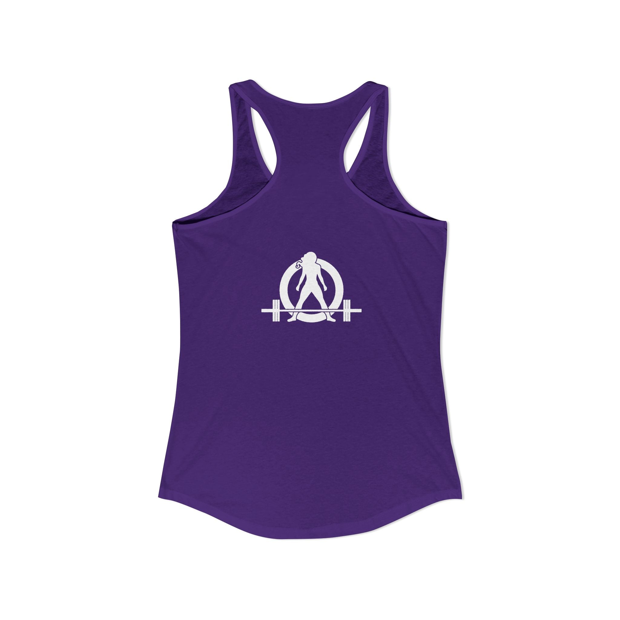 Lift Heavy Shit - Women's Ideal Racerback Tank - White Logo Front & Back