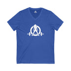 Goal Weight Strong AF - Unisex Jersey Short Sleeve V-Neck Tee - Front & Back White Print