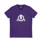 Goal Weight Strong AF - Unisex Jersey Short Sleeve V-Neck Tee - Front & Back White Print
