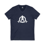 Goal Weight Strong AF - Unisex Jersey Short Sleeve V-Neck Tee - Front & Back White Print