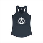 Cardio?  Lift Weights Faster - Distressed White Logo - Ideal Racerback Tank - Front & Back