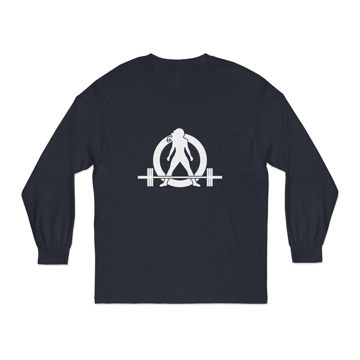 Drink Caffeine. Wear Black. Lift Heavy Shit. — Classic Long Sleeve Tee — White Front & Back