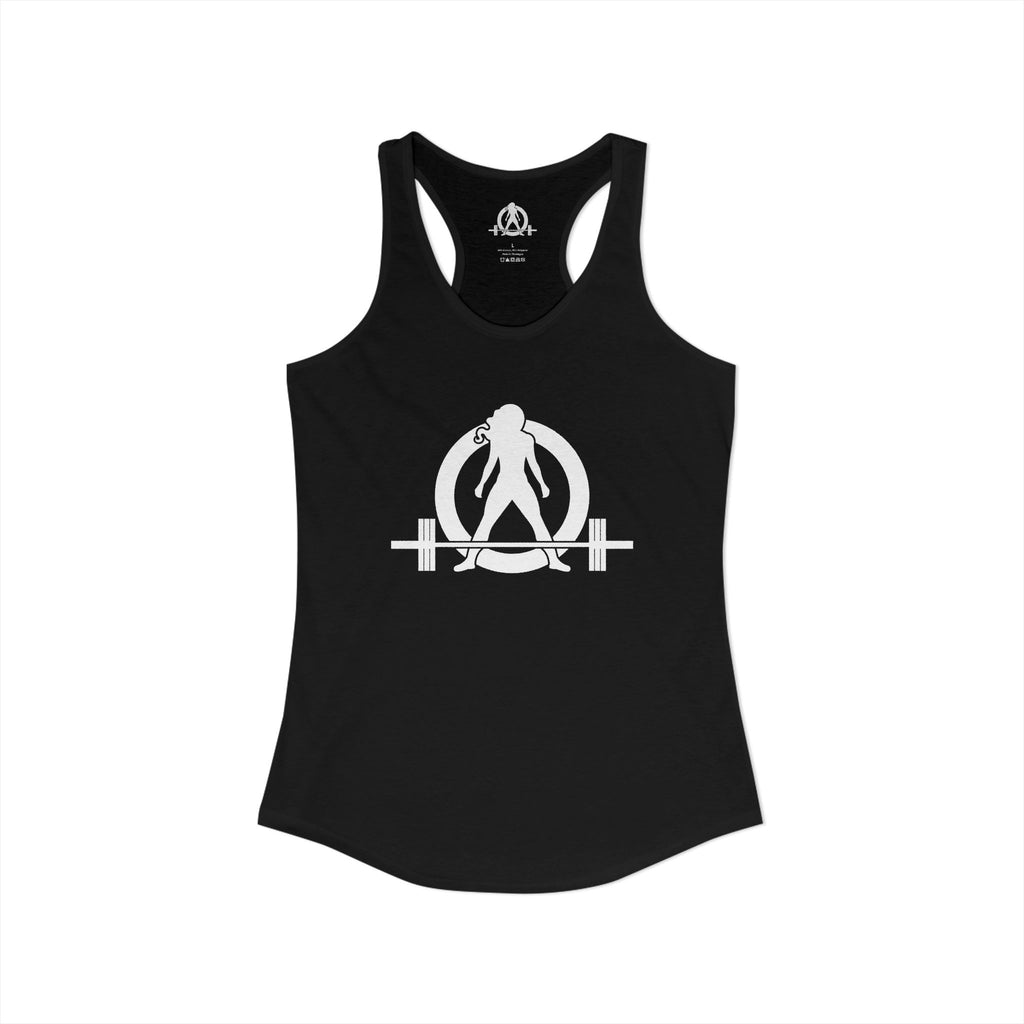 Grandma Lifts - Women's Ideal Racerback Tank - White Logo Front & Back