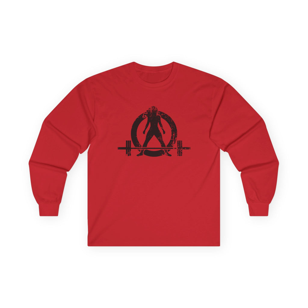 Lift Heavy Run Fast - Ultra Cotton Long Sleeve Tee - Black Logo Front & Back