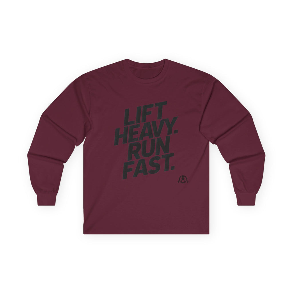 Lift Heavy Run Fast - Ultra Cotton Long Sleeve Tee - Black Logo Front