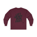 Lift Heavy Run Fast - Ultra Cotton Long Sleeve Tee - Black Logo Front