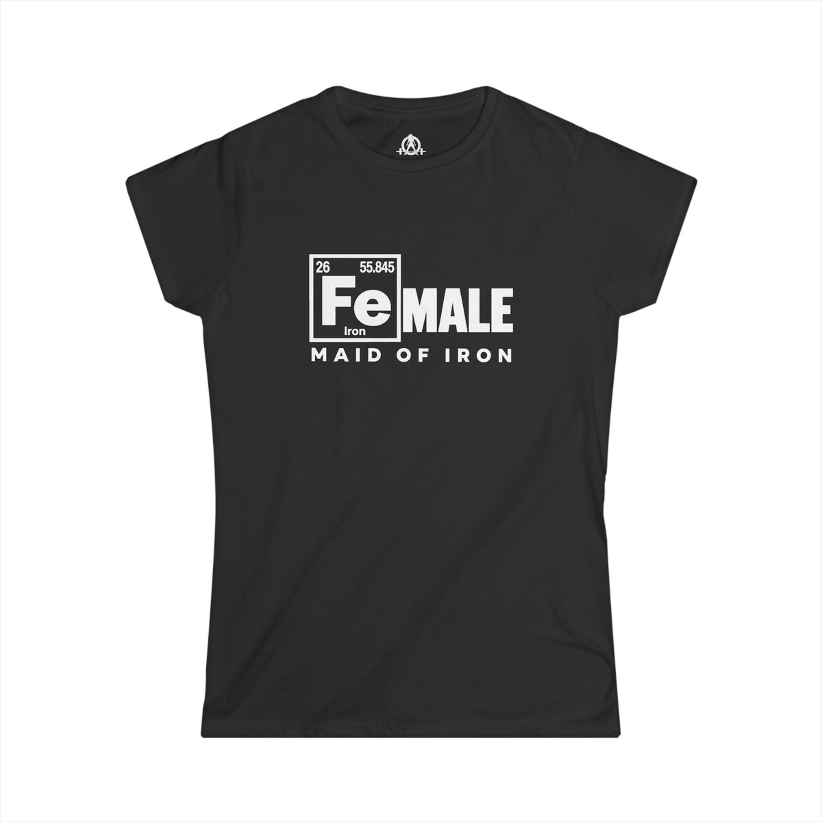 Maid of Iron - Women’s Black Softstyle Tee - Front Print + Plain Back