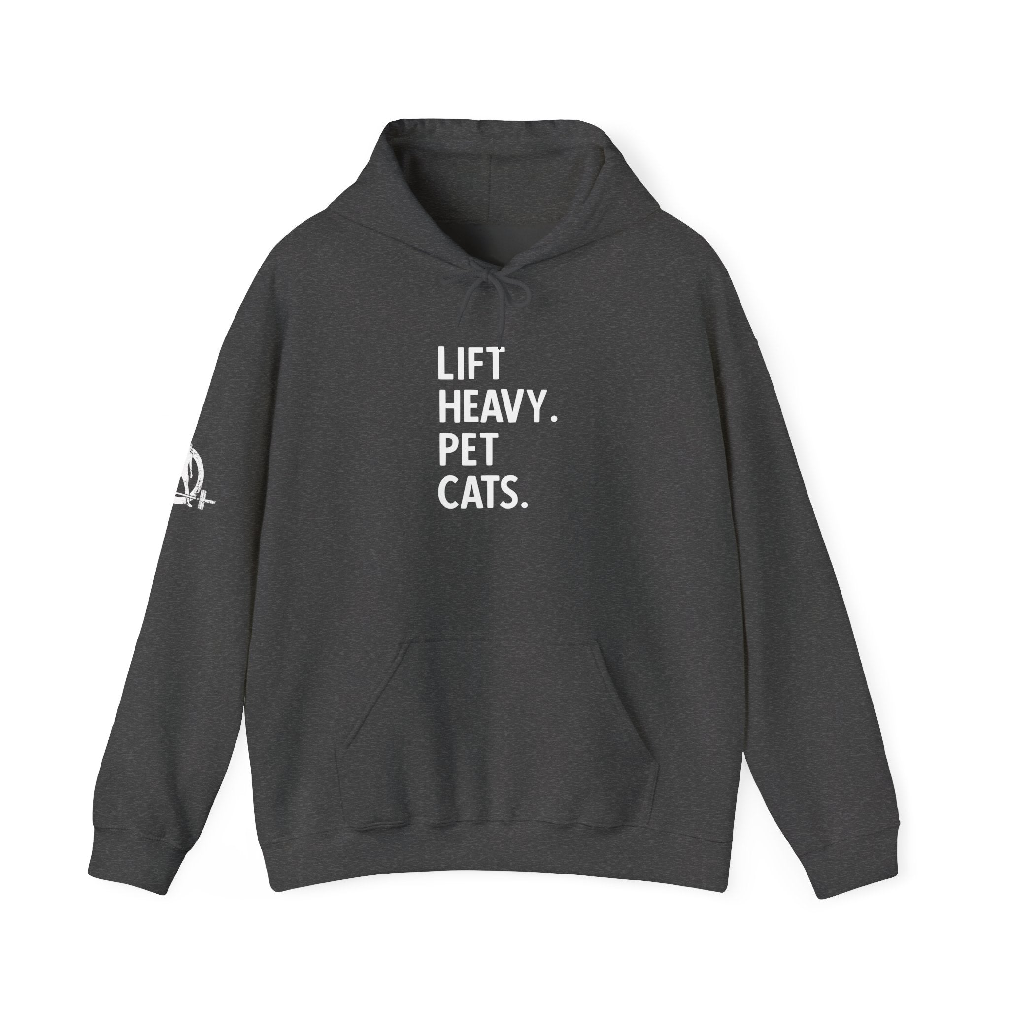 Lift Heavy Pet Cats - Unisex Heavy Blend Hooded Sweatshirt - White Logo
