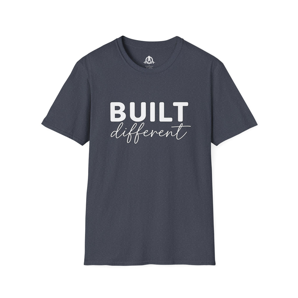 Built Different Unisex Softstyle T-Shirt — Front White Logo