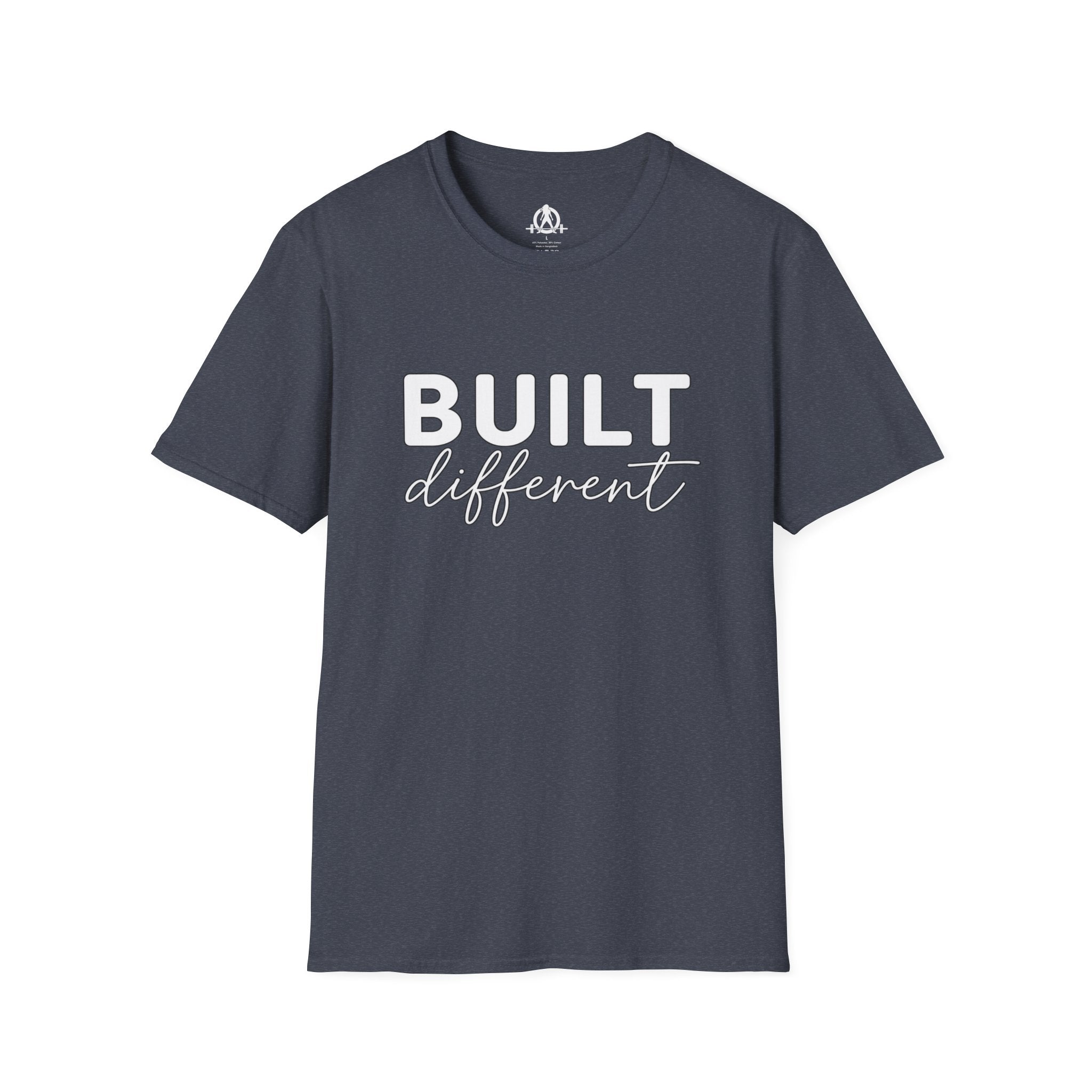 Built Different Unisex Softstyle T-Shirt — Front White Logo