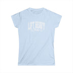 Lift Heavy Shit - Women's Softstyle Tee - White Distressed Logo on Front Plain Back