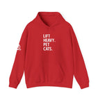 Lift Heavy Pet Cats - Unisex Heavy Blend Hooded Sweatshirt - White Logo