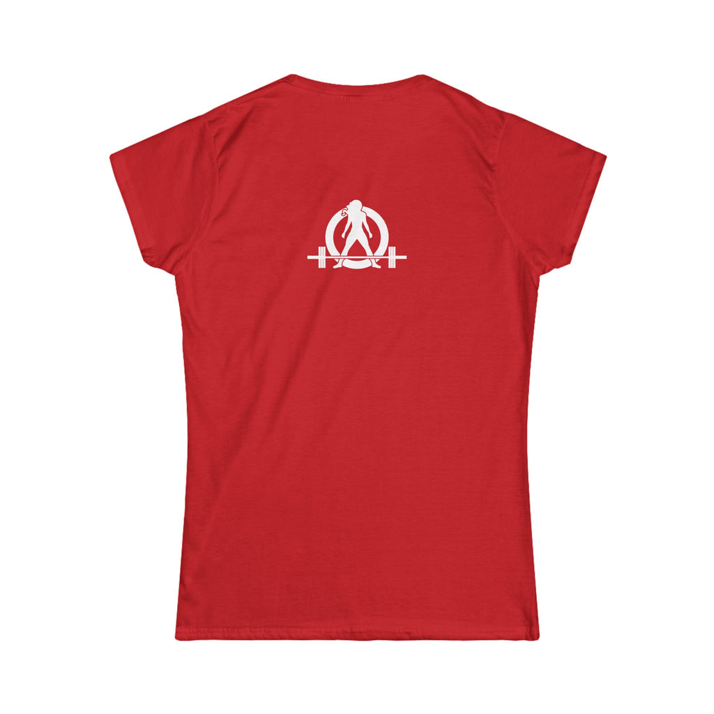 Squat Bench Deadlift Repeat - Women's Softstyle Tee -  Front & Back WWLW Logo