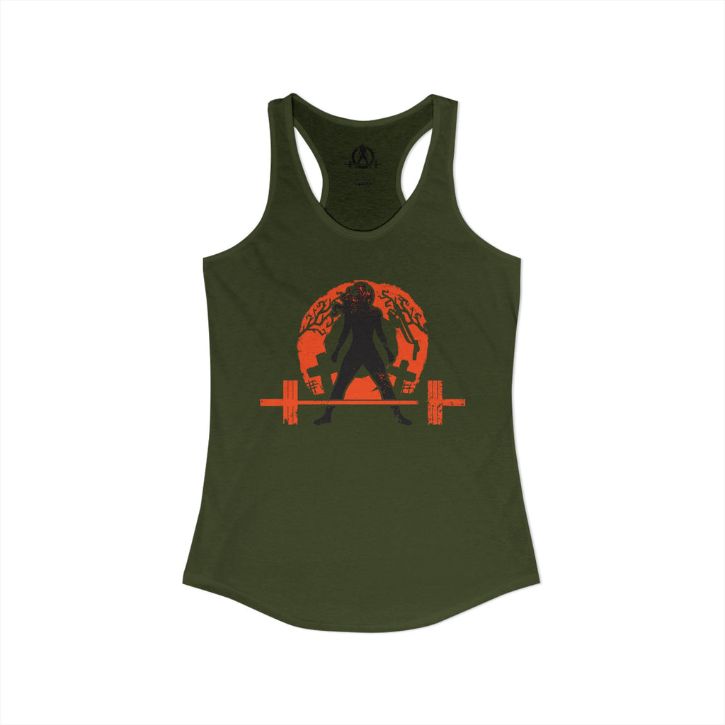 Halloween Deadlift - Women's Ideal Racerback Tank - Dark Logo - Plain Back