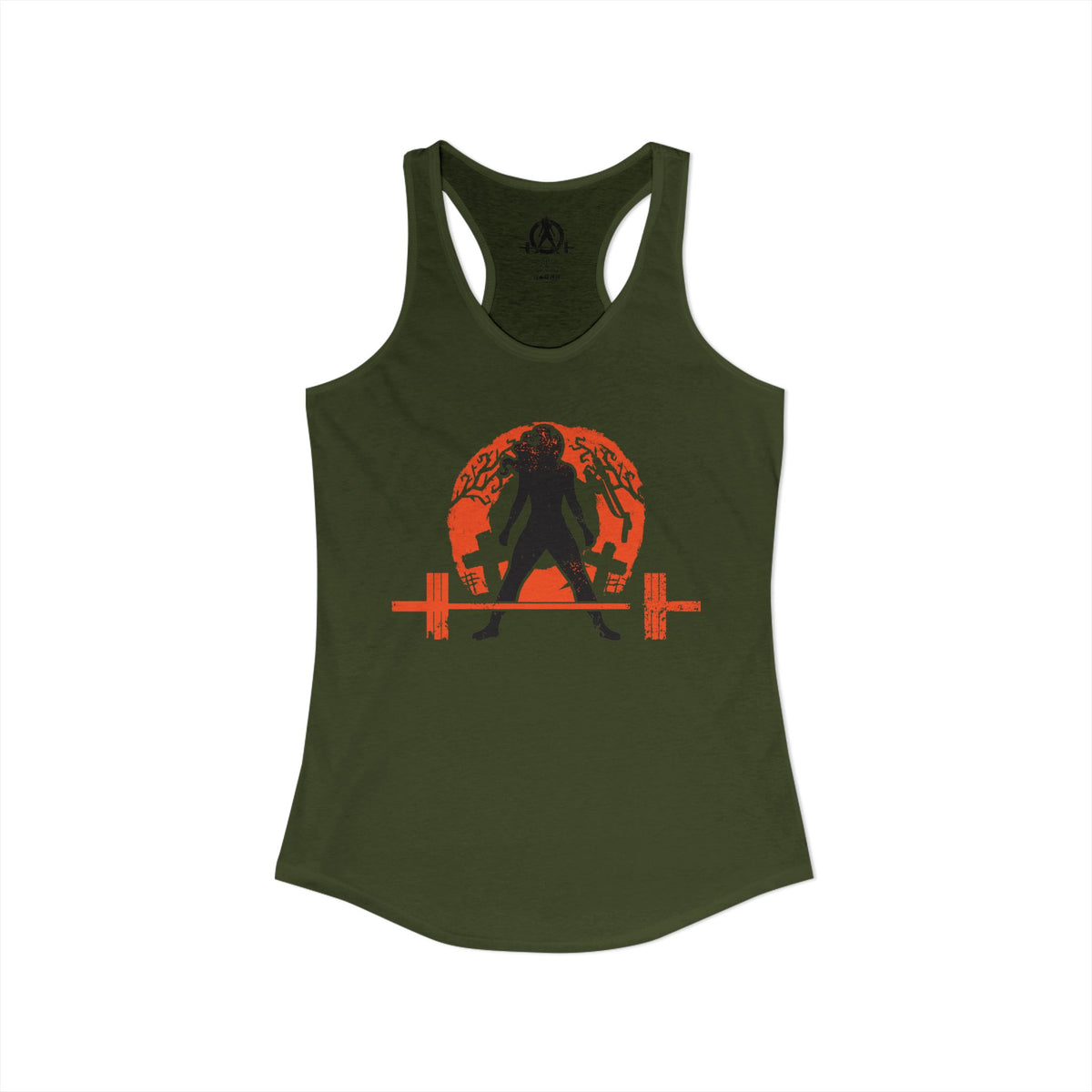 Halloween Deadlift - Women's Ideal Racerback Tank - Dark Logo - Plain Back