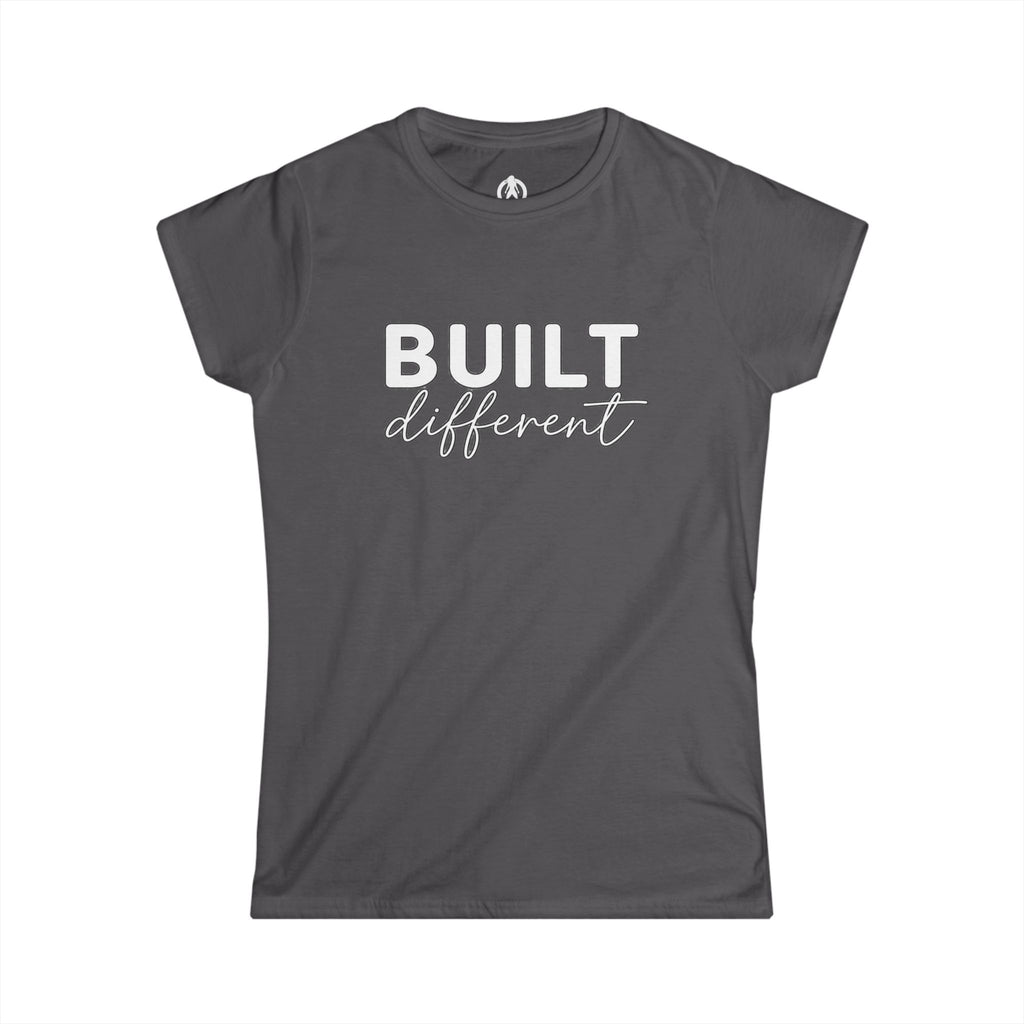 Built Different - Women's Softstyle Tee - White Logo Plain Back