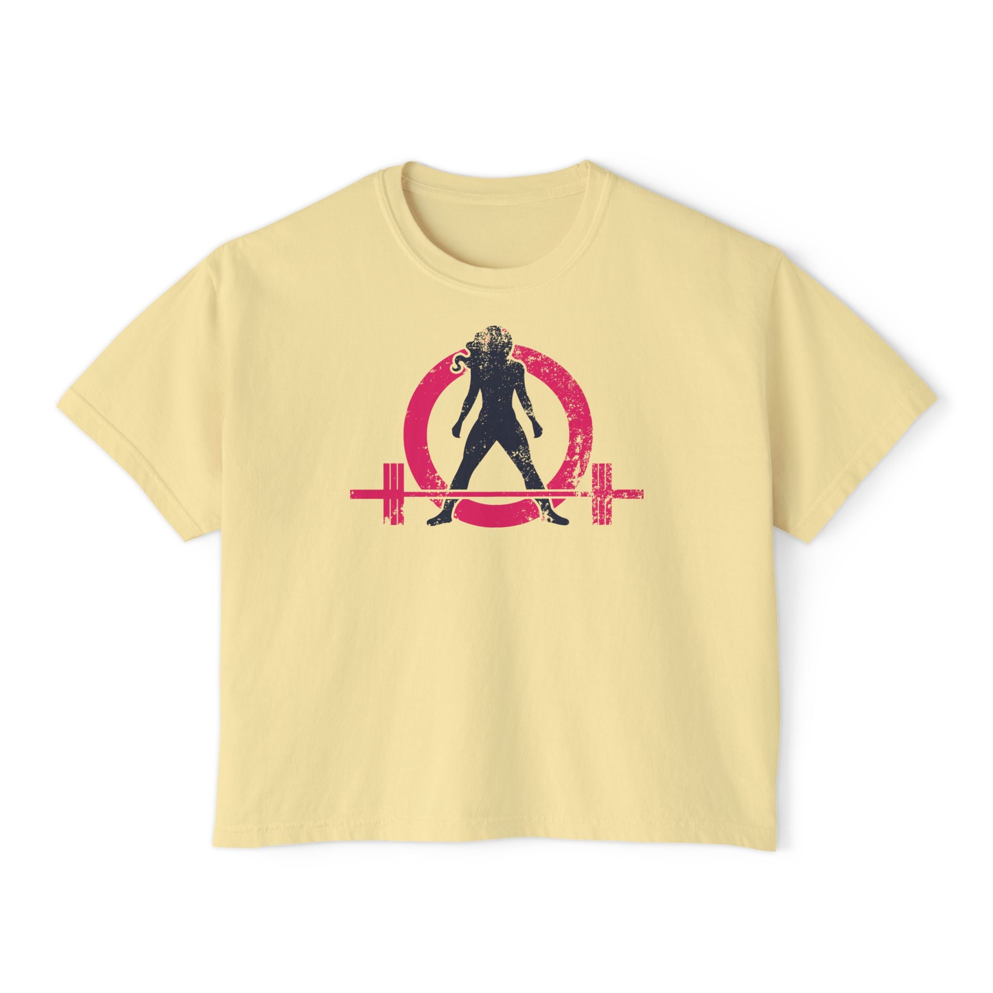 Women's Boxy Tee - Color Distressed Logo Front Plain Back