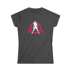 Women's Softstyle Tee - Distressed Inverted Color Logo Front - Plain Back