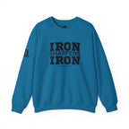 Iron Sharpens Iron - Unisex Heavy Blend™ Crewneck Sweatshirt - Front Black Logo - Plain Back