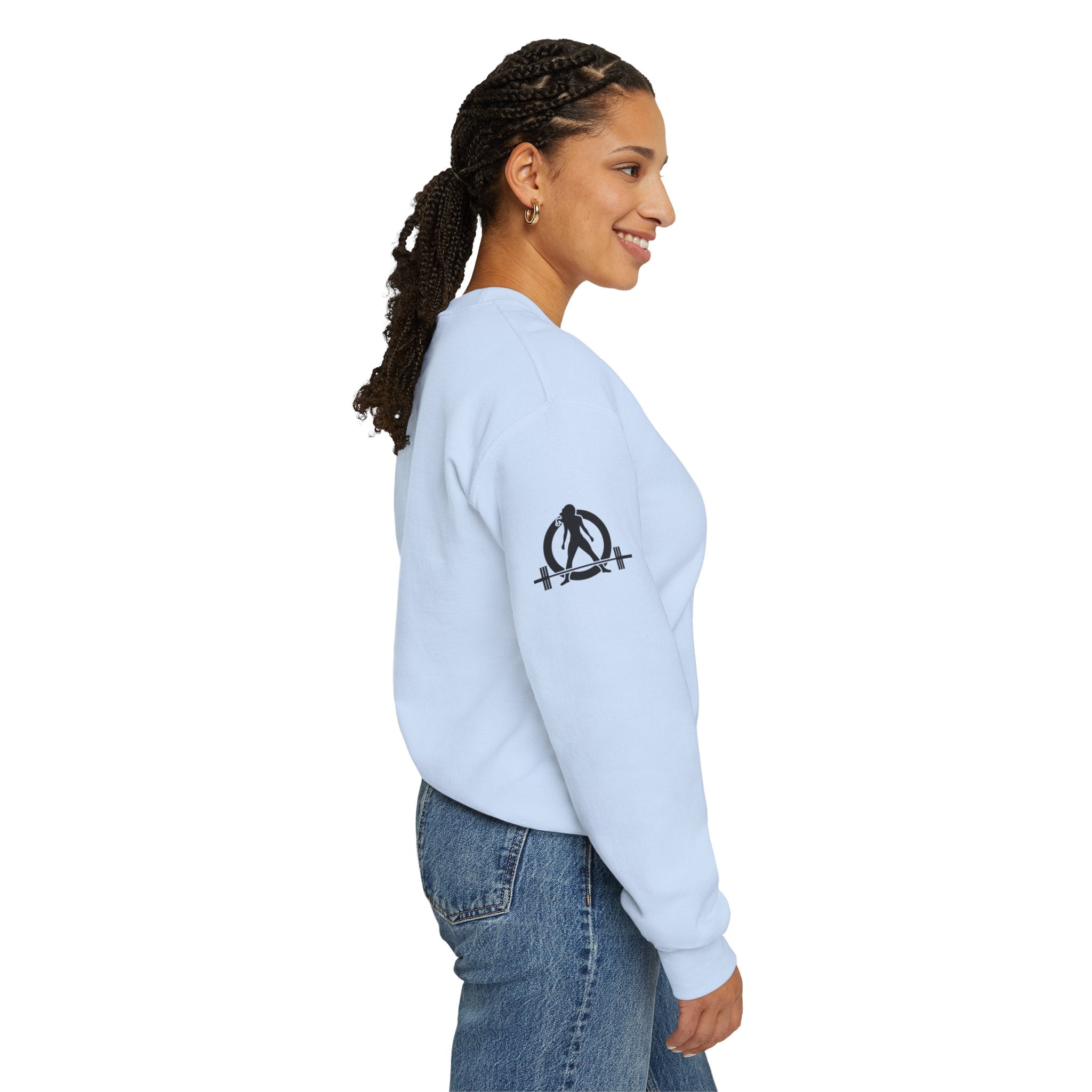 Iron Sharpens Iron - Unisex Heavy Blend™ Crewneck Sweatshirt - Front Black Logo - Plain Back