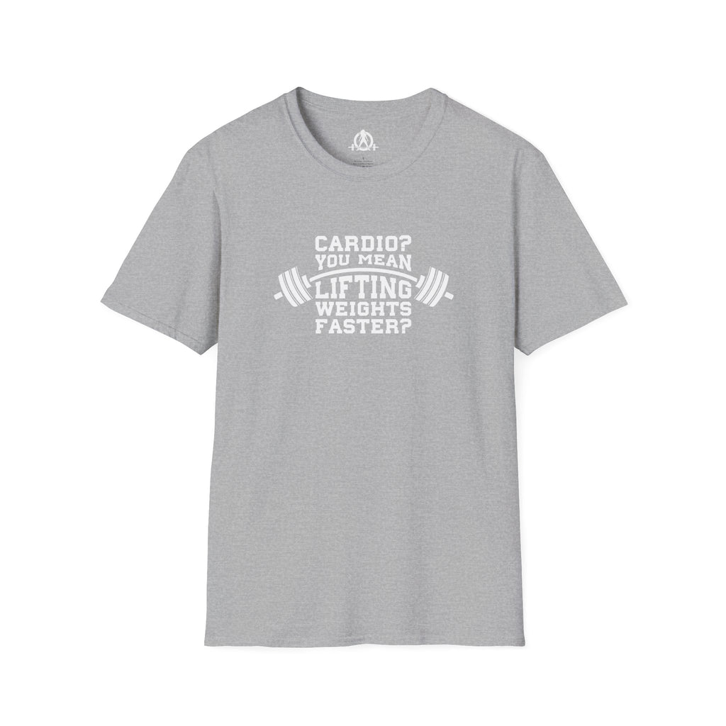 Cardio? Lift Weights Faster - Unisex Softstyle T-Shirt - Front Logo