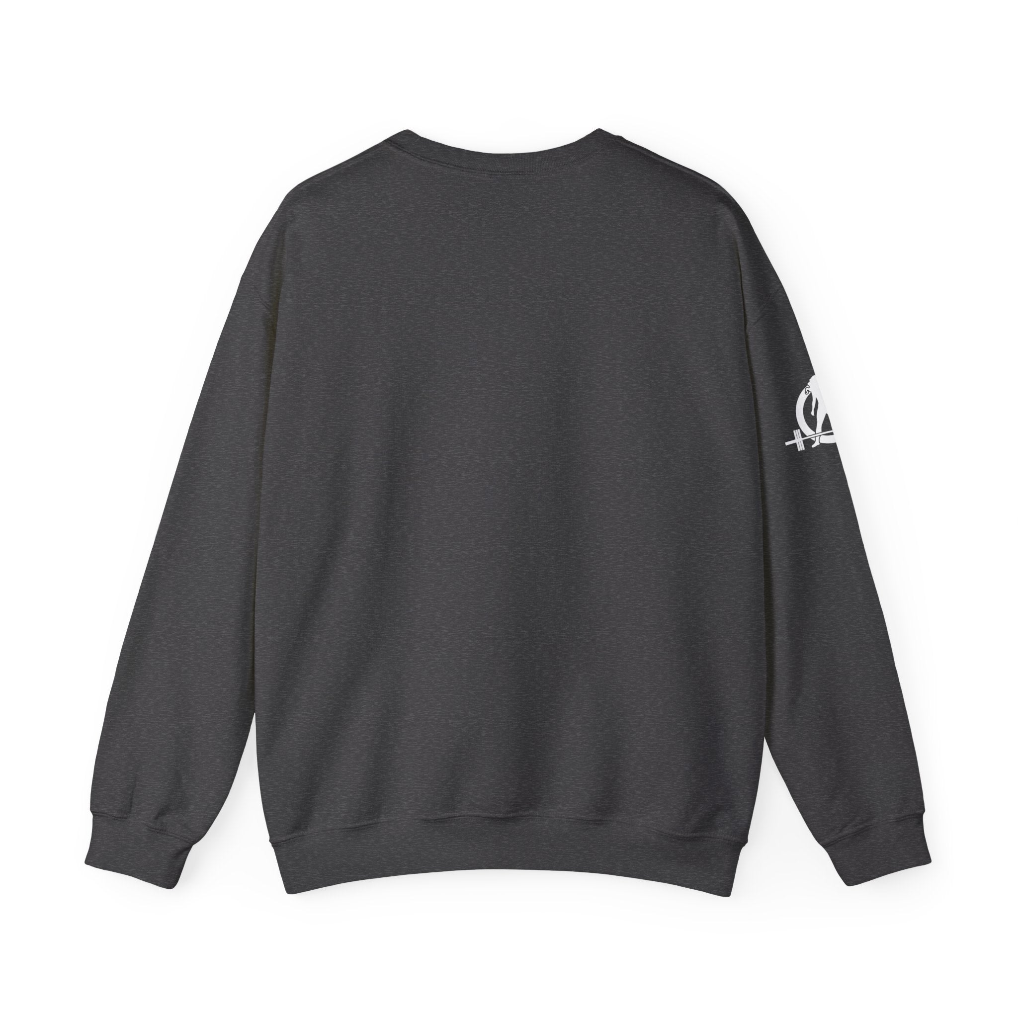 Iron Sharpens Iron - Unisex Heavy Blend™ Crewneck Sweatshirt - Front White Logo - Plain Back