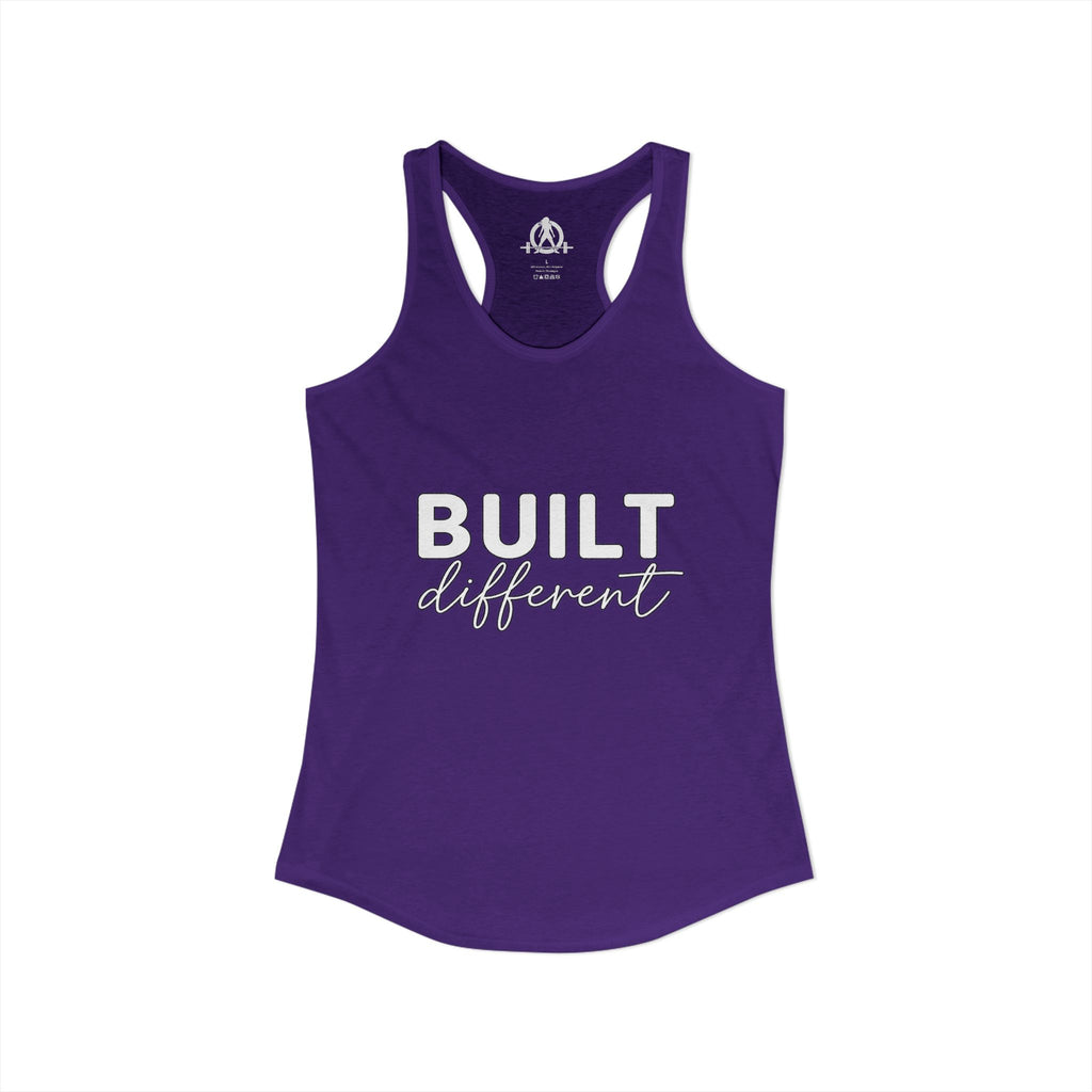 Built Different - Women's Ideal Racerback Tank - White Logo