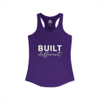 Built Different - Women's Ideal Racerback Tank - White Logo