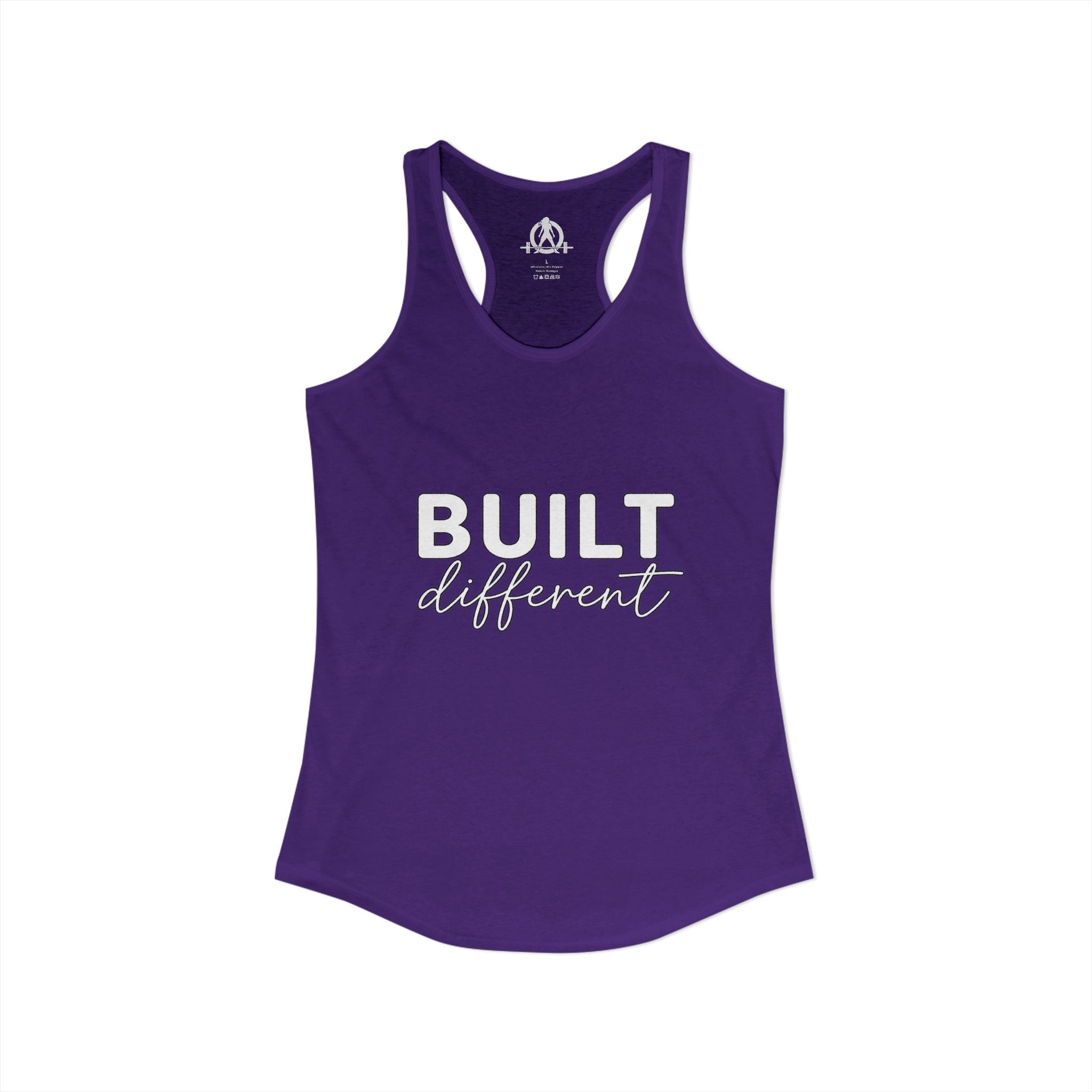 Built Different - Women's Ideal Racerback Tank - White Logo