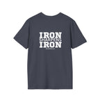 Iron Sharpens Iron - Unisex Softstyle T-Shirt - White Logo Front & Back