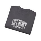 Lift Heavy Shit - Unisex Ultra Cotton Tee - Front White Logo - Plain Back