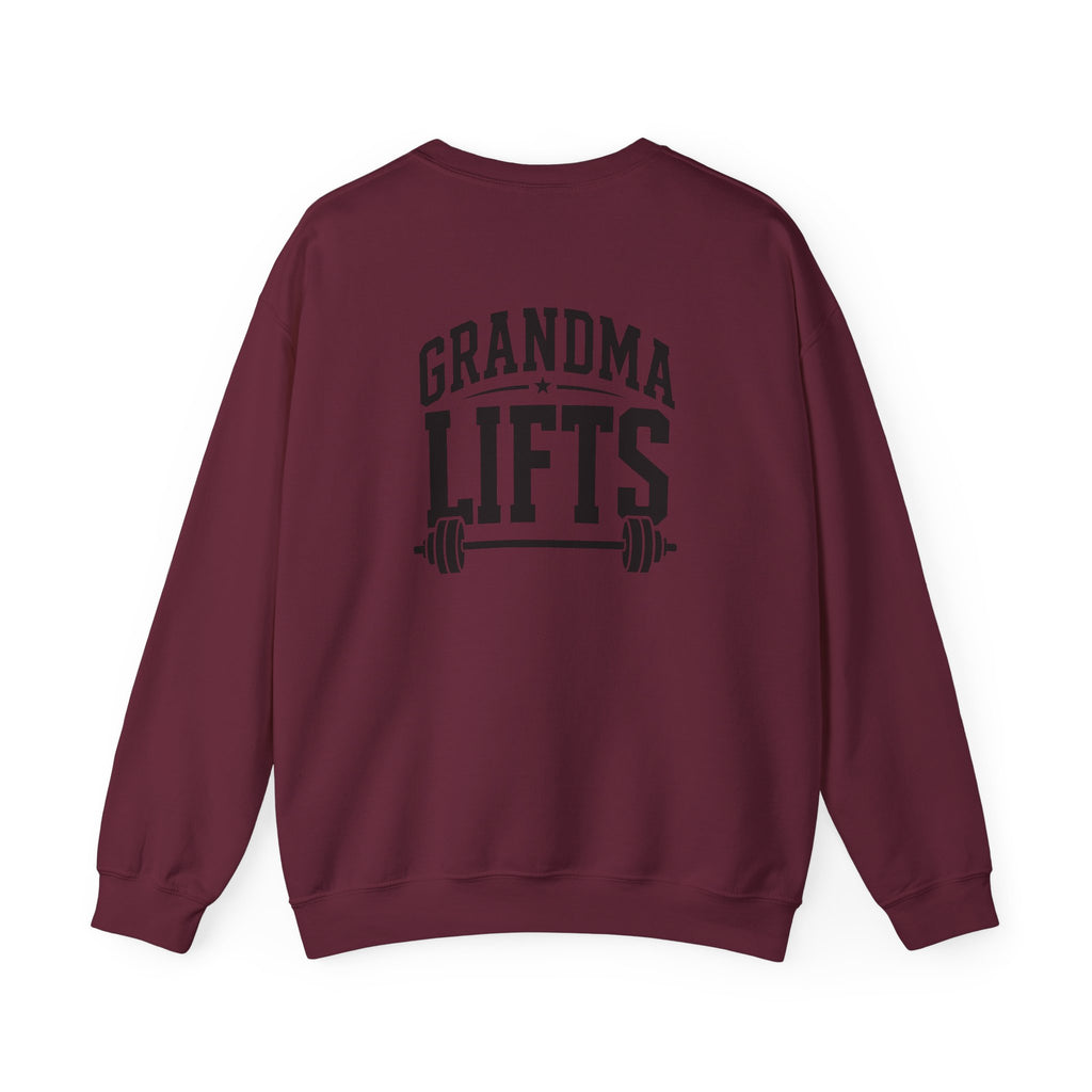 Grandma Lifts - Crewneck Sweatshirt — Front & Back Black Logo